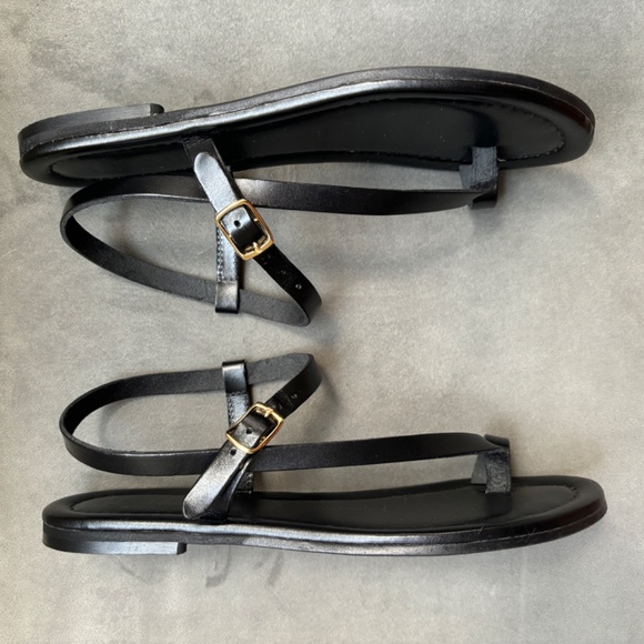 Strappy black leather sandals - Picture 3 of 8